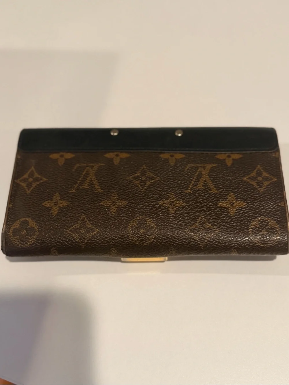 Louis Vuitton Monogram Envelope Wallet in Brown and Black with Gold Hardware
